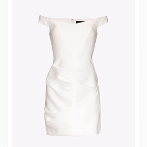 Solace London—Verna Off-The-Shoulder Mini Dress—Cream/White(US6/UK10)—NEW W/TAGS